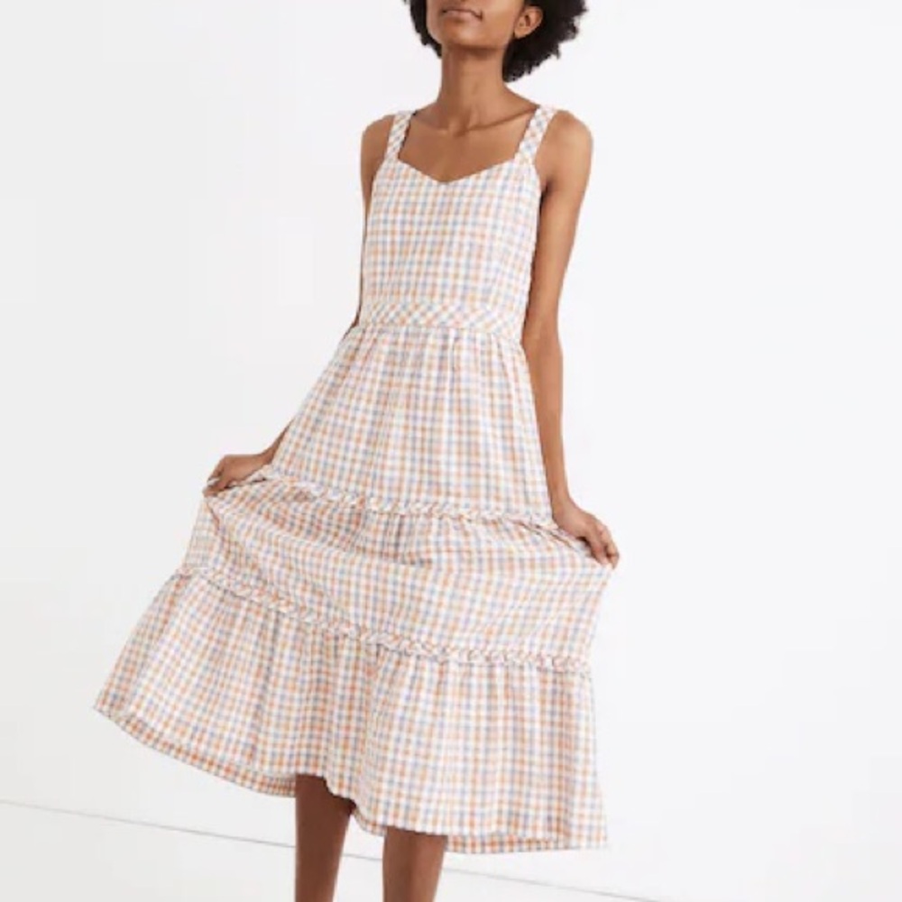 Madewell checkered midi dress